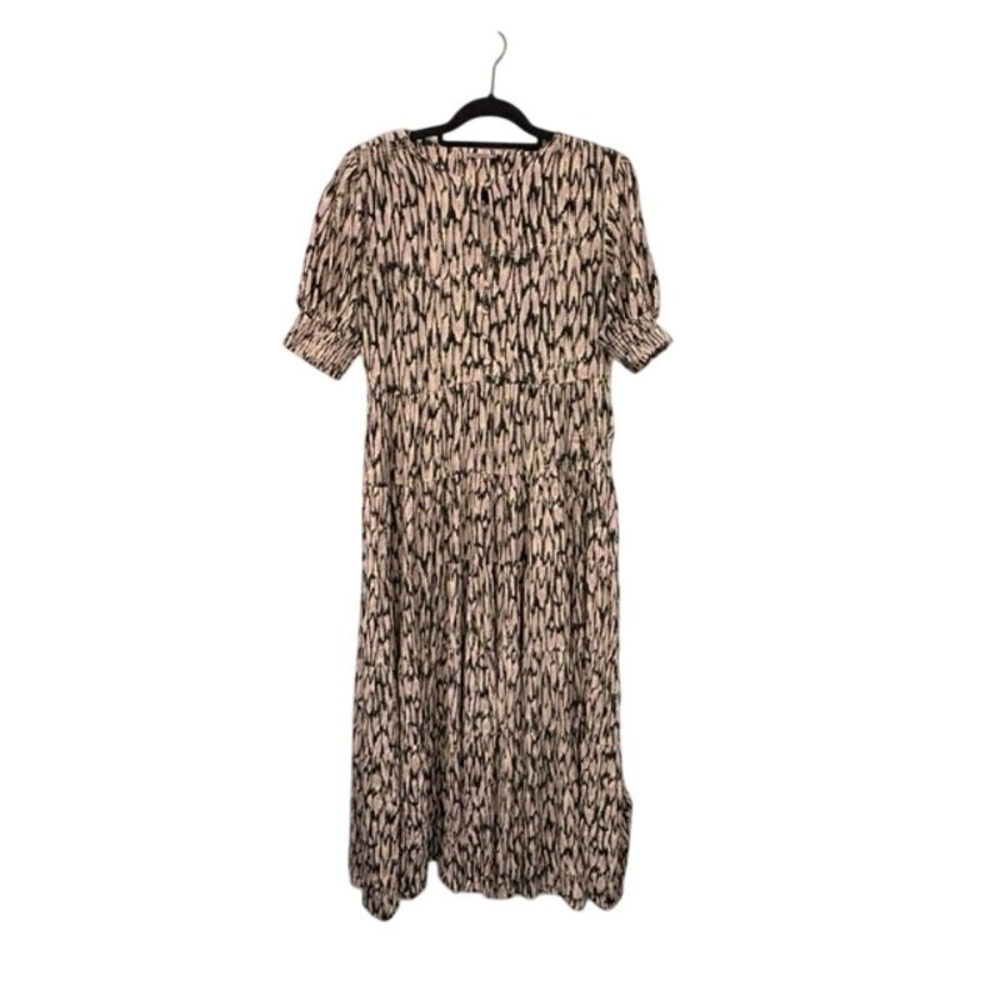 Scotch & Soda Tiered Maxi Dress Medium Elbow Puff Sleeves Keyhole Neck Boho